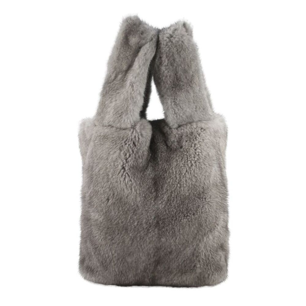Pologeorgis Womens Mink Open Tote Top Handle Handbag Gray